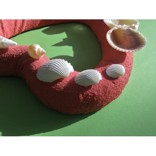 Sea Picture / Frame, Red and Pink Sandy Heart # 32 Sea Picture / Frame, Red and Pink Sandy Heart # 32