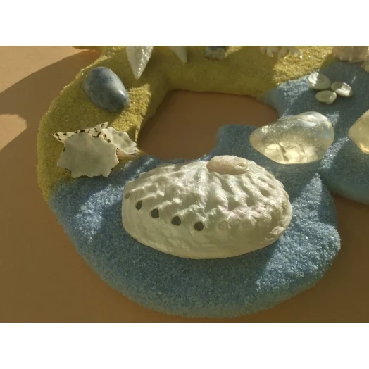 Sea Picture / Frame, Yellow & Blue Sandy Heart # 42
