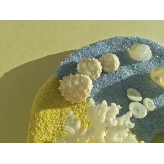 Sea Picture / Frame, Yellow & Blue Sandy Heart # 42