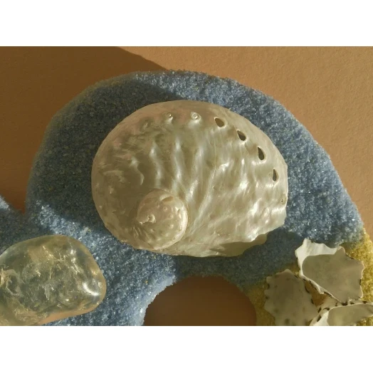 Sea Picture / Frame, Yellow & Blue Sandy Heart # 42
