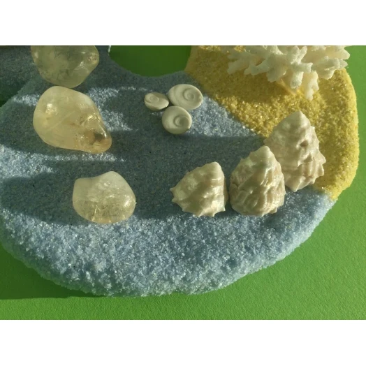 Sea Picture / Frame, Yellow & Blue Sandy Heart # 42
