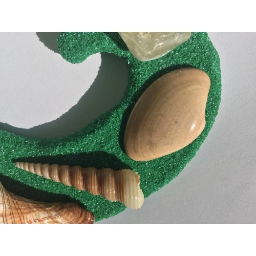 Sea Picture / Frame, Green & Yellow Sandy Serpentine Wave # 46 Sea Picture / Frame, Green & Yellow Sandy Serpentine Wave # 46