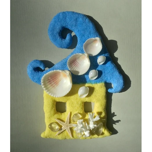 Sea Picture / Frame, Yellow & Blue House # 44 Sea Picture / Frame, Yellow & Blue House # 44