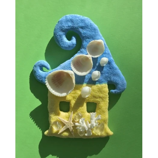 Sea Picture / Frame, Yellow & Blue House # 44 Sea Picture / Frame, Yellow & Blue House # 44