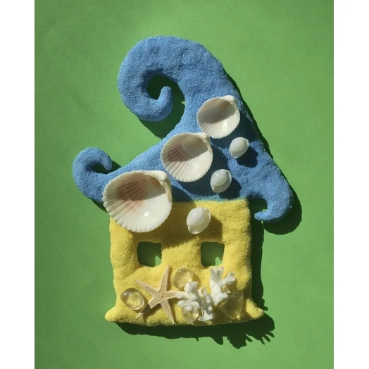 Sea Picture / Frame, Yellow & Blue House # 44 Sea Picture / Frame, Yellow & Blue House # 44
