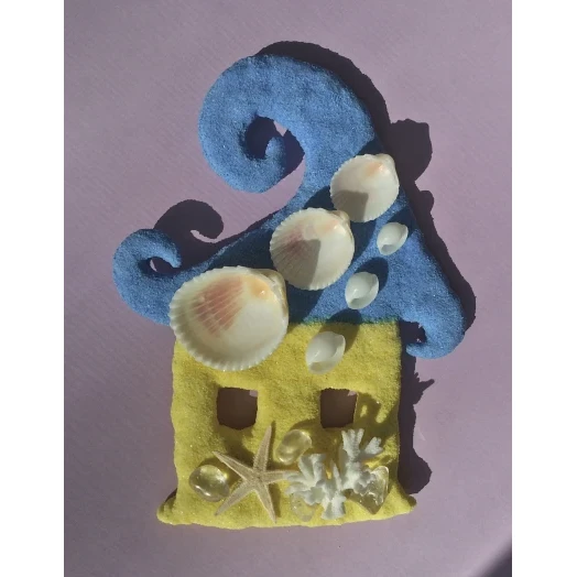 Sea Picture / Frame, Yellow & Blue House # 44 Sea Picture / Frame, Yellow & Blue House # 44