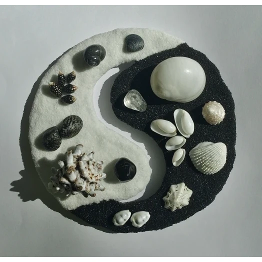 Sea Picture / Frame, Black & White Sandy Mandala # 43