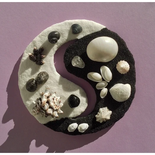 Sea Picture / Frame, Black & White Sandy Mandala # 43