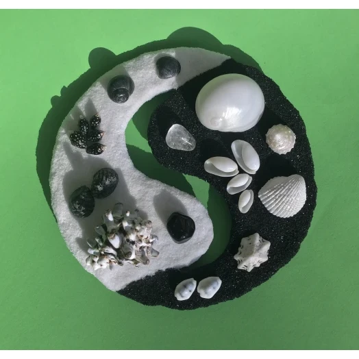 Sea Picture / Frame, Black & White Sandy Mandala # 43