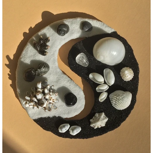 Sea Picture / Frame, Black & White Sandy Mandala # 43