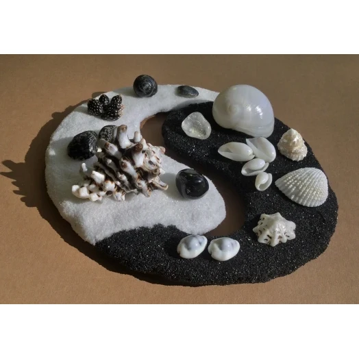 Sea Picture / Frame, Black & White Sandy Mandala # 43
