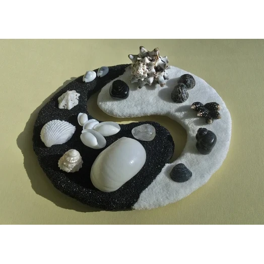 Sea Picture / Frame, Black & White Sandy Mandala # 43