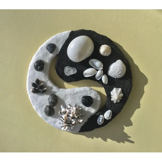 Sea Picture / Frame, Black & White Sandy Mandala # 43