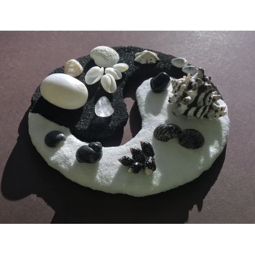 Sea Picture / Frame, Black & White Sandy Mandala # 43