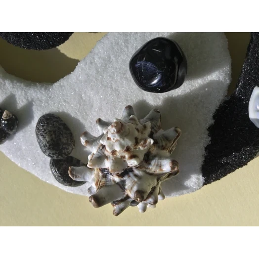 Sea Picture / Frame, Black & White Sandy Mandala # 43