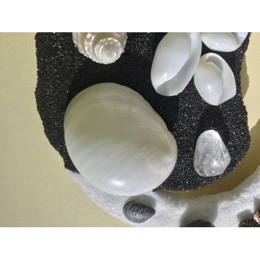 Sea Picture / Frame, Black & White Sandy Mandala # 43