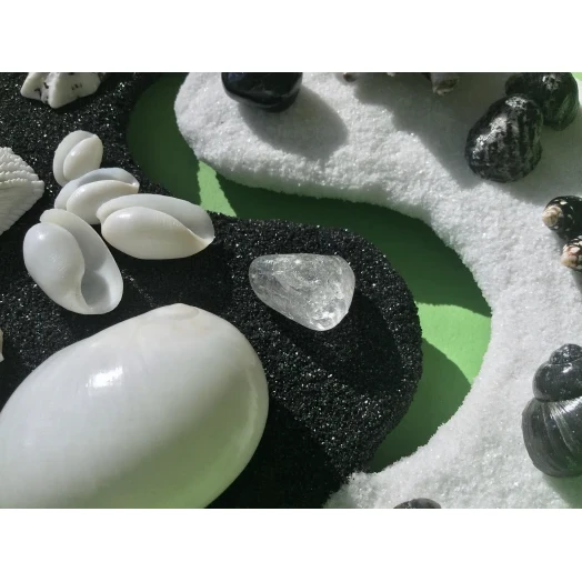 Sea Picture / Frame, Black & White Sandy Mandala # 43