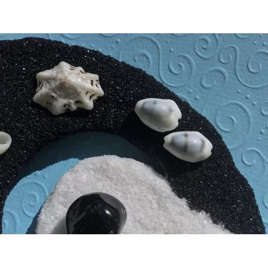 Sea Picture / Frame, Black & White Sandy Mandala # 43