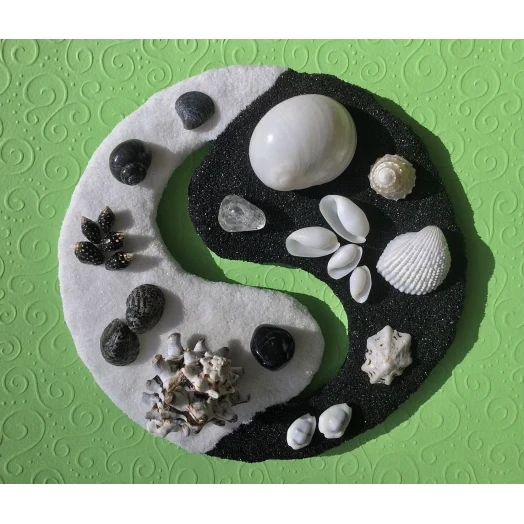 Sea Picture / Frame, Black & White Sandy Mandala # 43