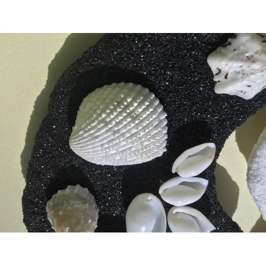Sea Picture / Frame, Black & White Sandy Mandala # 43