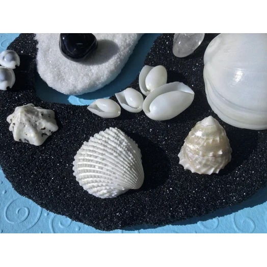 Sea Picture / Frame, Black & White Sandy Mandala # 43