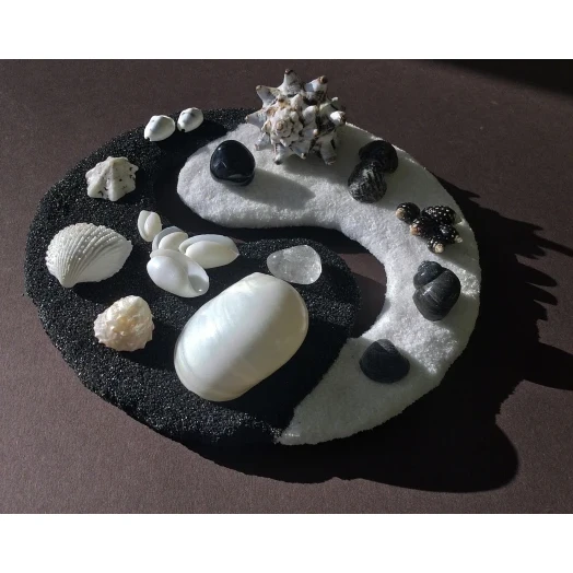 Sea Picture / Frame, Black & White Sandy Mandala # 43