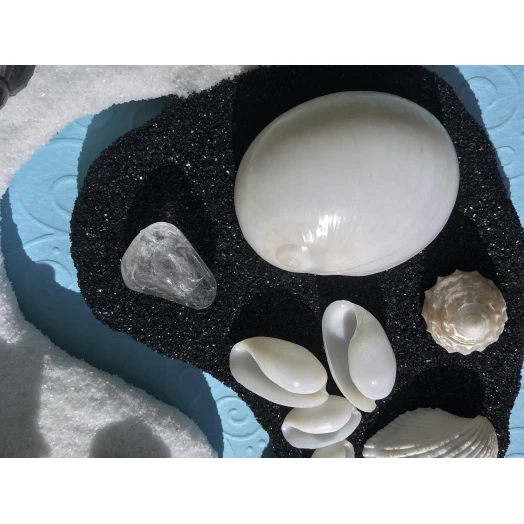 Sea Picture / Frame, Black & White Sandy Mandala # 43