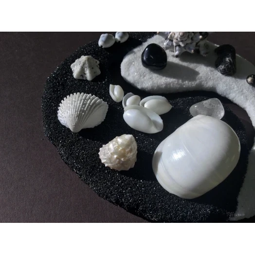 Sea Picture / Frame, Black & White Sandy Mandala # 43