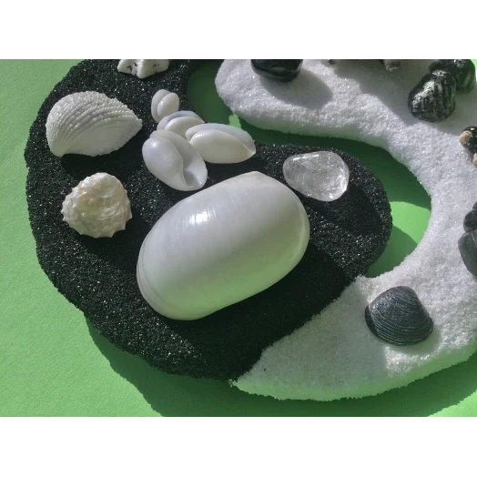 Sea Picture / Frame, Black & White Sandy Mandala # 43