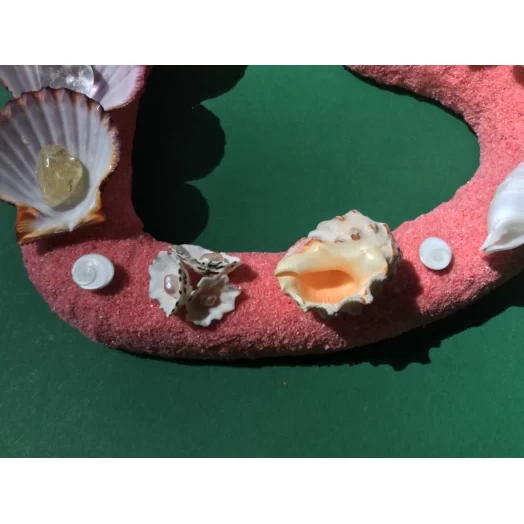 Sea Picture / Frame, Pink-Red Sandy Heart # 22 Sea Picture / Frame, Pink-Red Sandy Heart # 22