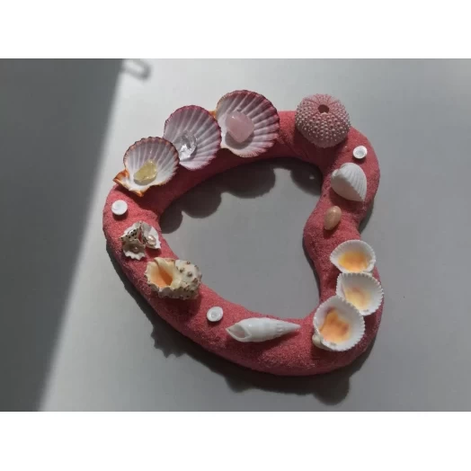 Sea Picture / Frame, Pink-Red Sandy Heart # 22 Sea Picture / Frame, Pink-Red Sandy Heart # 22