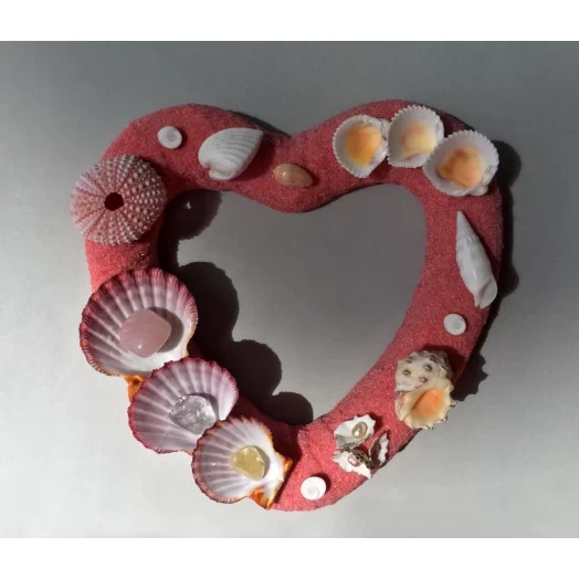 Sea Picture / Frame, Pink-Red Sandy Heart # 22 Sea Picture / Frame, Pink-Red Sandy Heart # 22