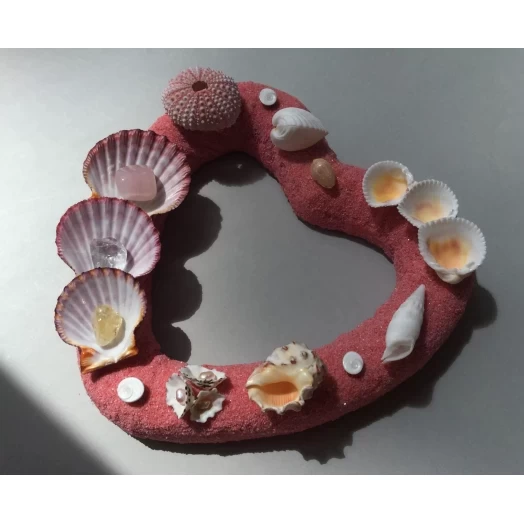 Sea Picture / Frame, Pink-Red Sandy Heart # 22 Sea Picture / Frame, Pink-Red Sandy Heart # 22