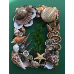 Морська картина / рамка, коричнева, зелена і біла, прямокутна # 20