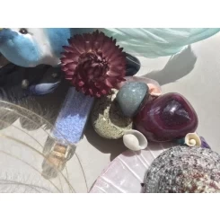 Морська картина / рамка, блакитне, бузкове і вишневе око # 18