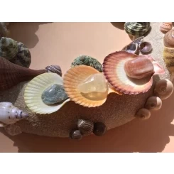 Морська картина / рамка кольорова, світло-коричнева, бежева кругла пісочна # 16