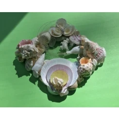  Морська картина / рамка біла, жовта, рожева квадратна # 2