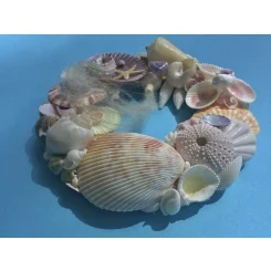 Морська картина / рамка рожева, жовта і персикова, кругла # 6