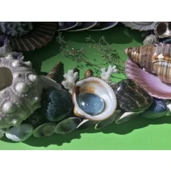 Морська картина / рамка коричнева, блакитна і бузкова, прямокутна # 9