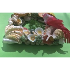 Морська картина / рамка зелена, жовта, червона, помаранчева / різнокольорова квадратна # 5