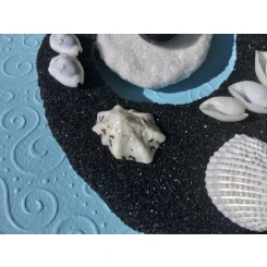 Морська картина / рамка, чорно-біла пісочна мандала # 43