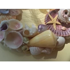 Морська картина / рамка рожева, жовта і персикова, кругла # 6