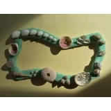 Морская картина / рамка, мятная, белая и розовая песочная волна # 24 Морская картина / рамка, мятная, белая и розовая песочная волна # 24