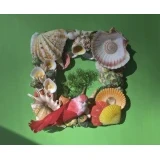 Морская картина / рамка зеленая, желтая, красная, оранжевая / разноцветная квадратная # 5 Морская картина / рамка зеленая, желтая, красная, оранжевая / разноцветная квадратная # 5